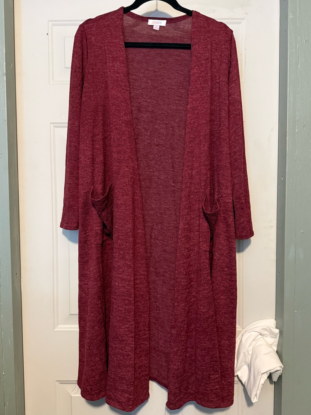 LulaRoe open front longline cardigan sweater - with pockets-Burgundy